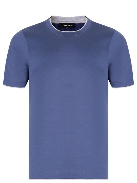Хлопковая шелковая футболка Gran Sasso синяя