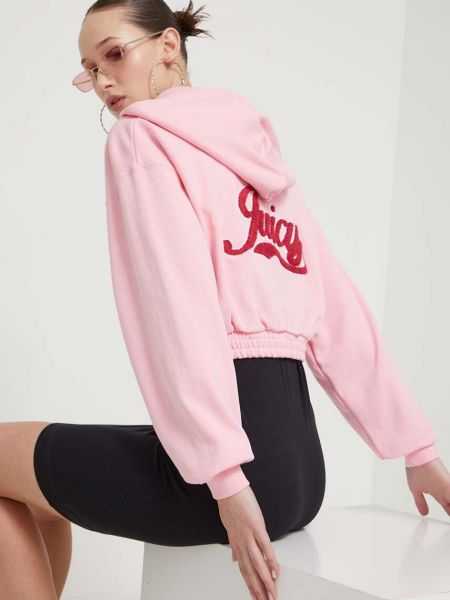 Mikina s kapucí s aplikacemi Juicy Couture růžová