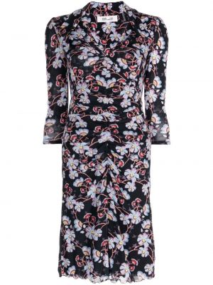 Φόρεμα με σχέδιο από διχτυωτό με ρίγες τίγρη Dvf Diane Von Furstenberg μαύρο