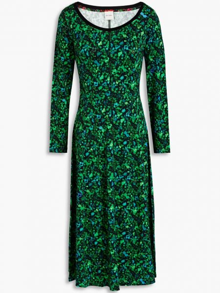 Зеленое платье миди с принтом из джерси Paul Smith