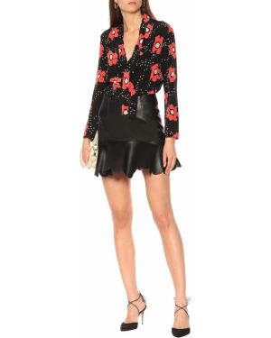 Bluză de mătase cu model floral Redvalentino negru