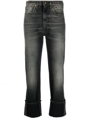Proste jeansy z wysoką talią klasyczne z paskiem R13 - сzarny