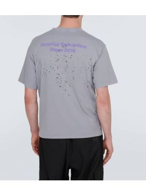 T-shirt distressed di cotone in jersey Satisfy grigio