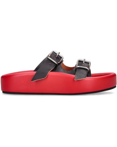 Kožené sandály Mm6 Maison Margiela červené