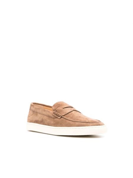 Loafers de ante con estampado de punta redonda Brunello Cucinelli marrón