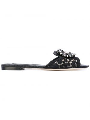 Spitzen sandale mit kristallen Dolce & Gabbana schwarz