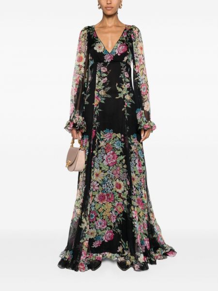 Robe longue à fleurs à imprimé Etro noir