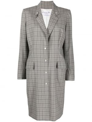Kockovaný kabát Christian Dior sivá