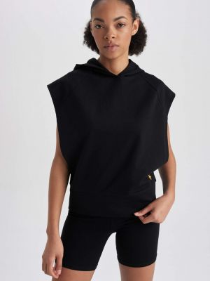 Oversize блуза без ръкави с качулка Defacto черно