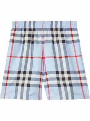 Trykt sjekket silke bermudashorts Burberry blå