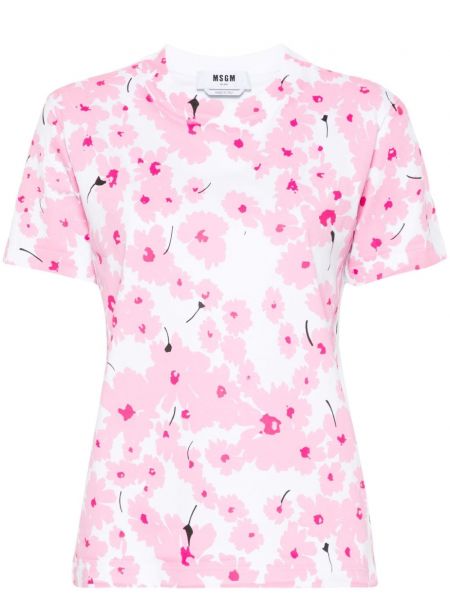 Kvetinové bavlnené tričko s potlačou Msgm