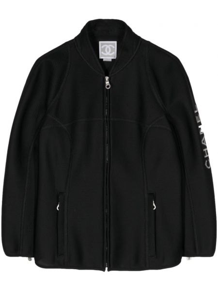 Tīkliņa gara jaka ar apdruku Chanel Pre-owned melns
