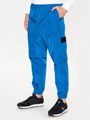 Relaxed fit sportinės kelnes Calvin Klein Jeans mėlyna