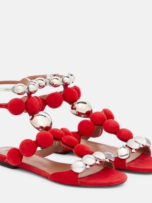 Sandały zamszowe Alaã¯a czerwone