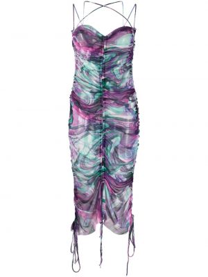 Sukienka koktajlowa z nadrukiem w abstrakcyjne wzory Marques'almeida fioletowa