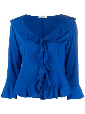 Βαμβακερή μπλούζα με βολάν Dorothee Schumacher μπλε
