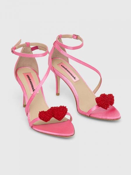 Satynowe sandały w serca Custommade różowe