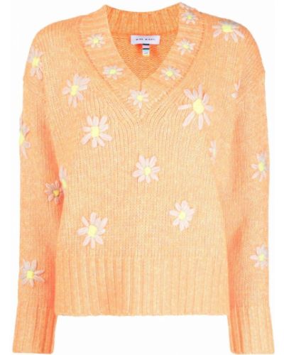 Jersey de flores de punto de tela jersey Mira Mikati naranja
