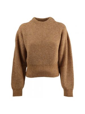 Sweter z okrągłym dekoltem Hugo Boss brązowy