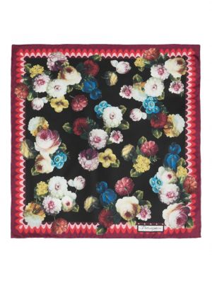 Fular de mătase cu model floral cu imagine Dolce & Gabbana negru