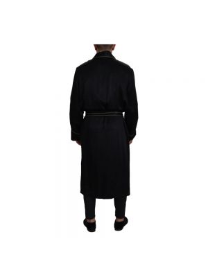 Jedwabny płaszcz z szalowym kołnierzem Dolce And Gabbana czarny