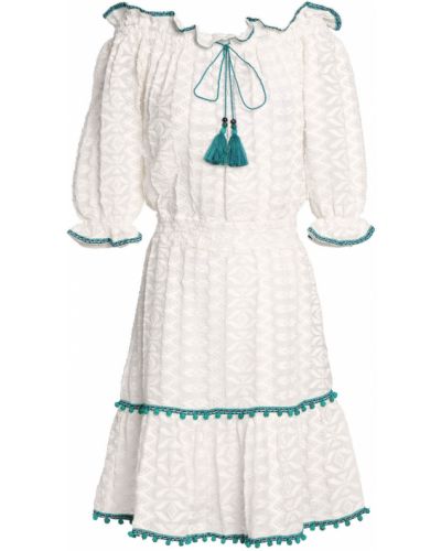 Sukienka z jedwabiu z haftem Talitha, biały
