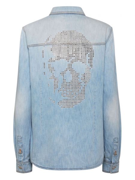 Džinsiniai marškiniai su kristalais Philipp Plein