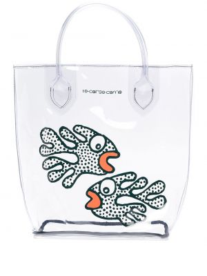 Прозрачни шопинг чанта с принт 10 Corso Como бяло