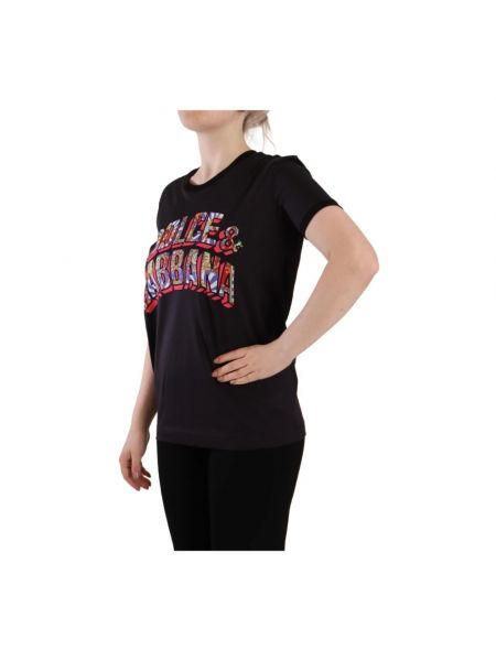 Camiseta de algodón con estampado de cuello redondo Dolce & Gabbana negro