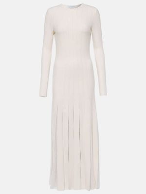 Plisirana svilena vunena midi haljina Gabriela Hearst bijela