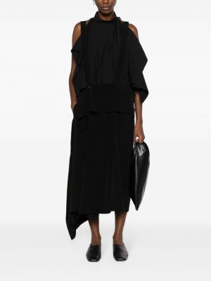 Saténové sukně Yohji Yamamoto černé