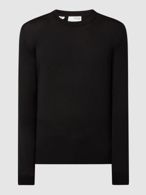 Sweter z wełny merino Selected Homme czarny