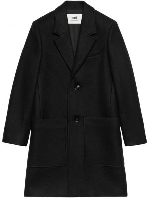 Vlněný kabát Ami Paris černý