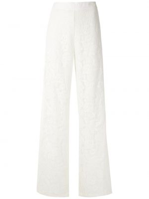 Hedvábné volné kalhoty s vysokým pasem Martha Medeiros - bílá