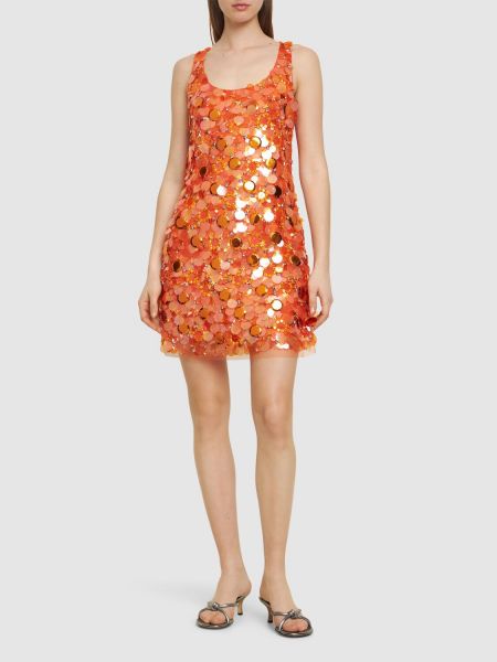 Sukienka mini tiulowa Des Phemmes pomarańczowa