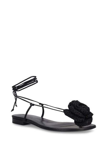 Kožené sandály bez podpatku Magda Butrym černé