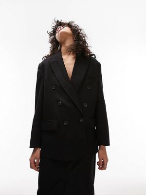 Двубортный пиджак на пуговицах Topshop черный