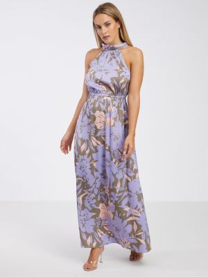 Květinové dlouhé šaty Vila fialové