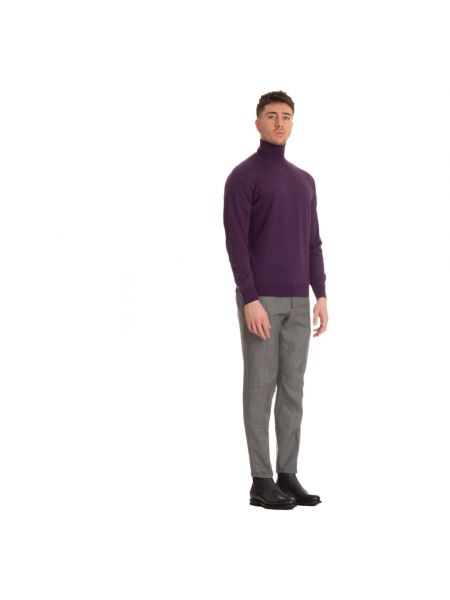 Jersey cuello alto de lana de cuello vuelto de tela jersey Drumohr violeta