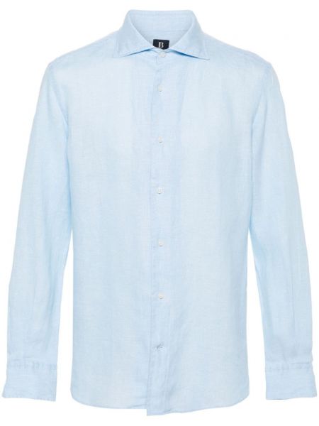 Ľanová košeľa Boggi Milano modrá