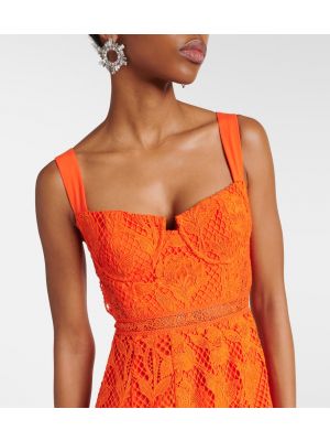 Krajkové midi šaty Self-portrait oranžové