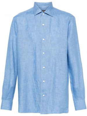 Lininė marškiniai Zegna mėlyna