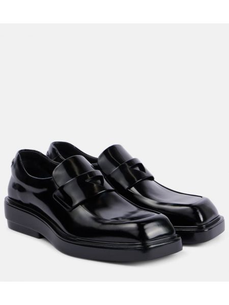 Δερμάτινα loafers Prada μαύρο