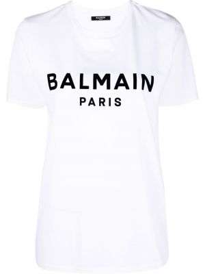 Bavlnené tričko s potlačou Balmain biela