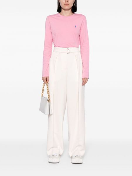Bavlněné polokošile s výšivkou Polo Ralph Lauren růžové