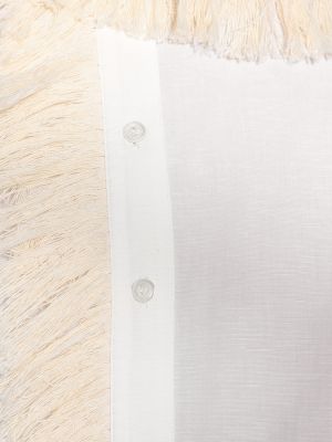 Bavlnená ľanová košeľa so strapcami Monse biela