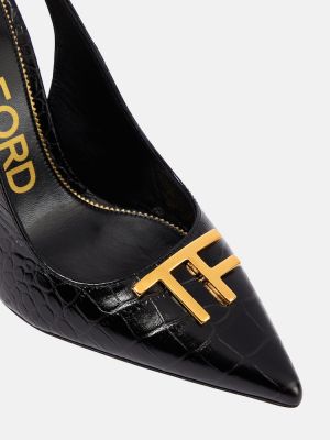 Pantofi cu toc din piele slingback Tom Ford negru