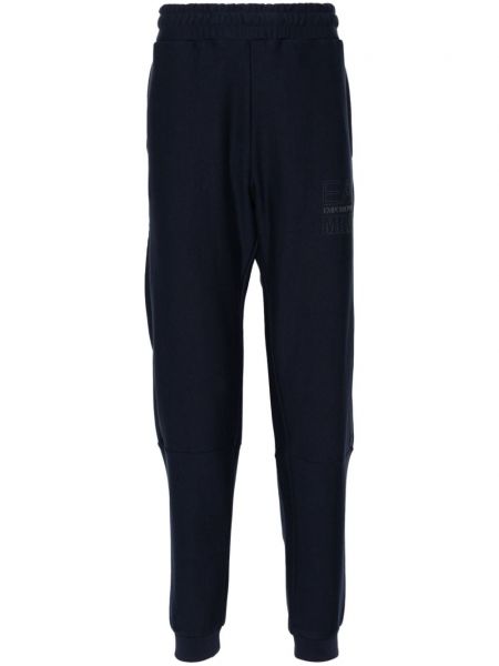 Памучни спортни панталони с принт Ea7 Emporio Armani синьо