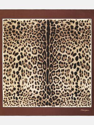 Svilen šal s potiskom z leopardjim vzorcem Dolce&gabbana rjava