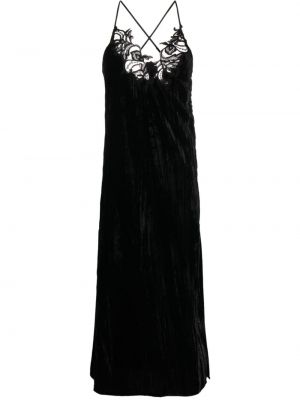 Plisované sametové koktejlové šaty Ermanno Firenze černé